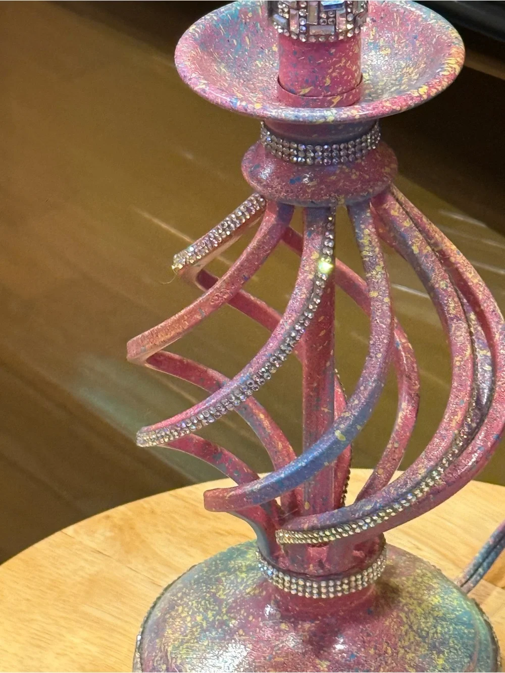 “Rainbow Splash” Swirl Decorative table lamp with rhinestone accents!